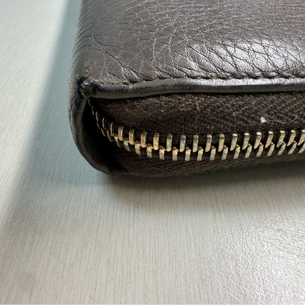 GUCCI Bamboo Tassel Swing Leather Zip Around Long Wallet Brown-Gray - Picture 8 of 10